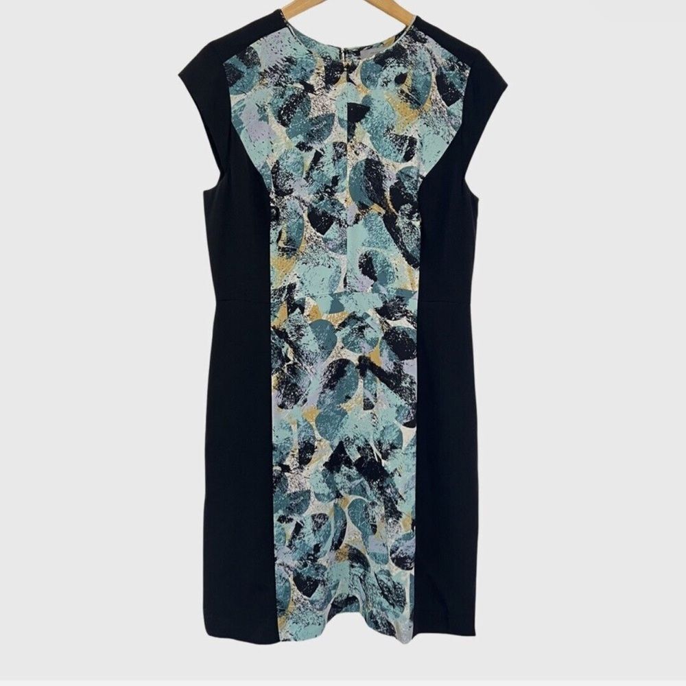 Anthro Silk Sheath Dress - Abstract Print, Cap Sleeves Size 8, NWOT